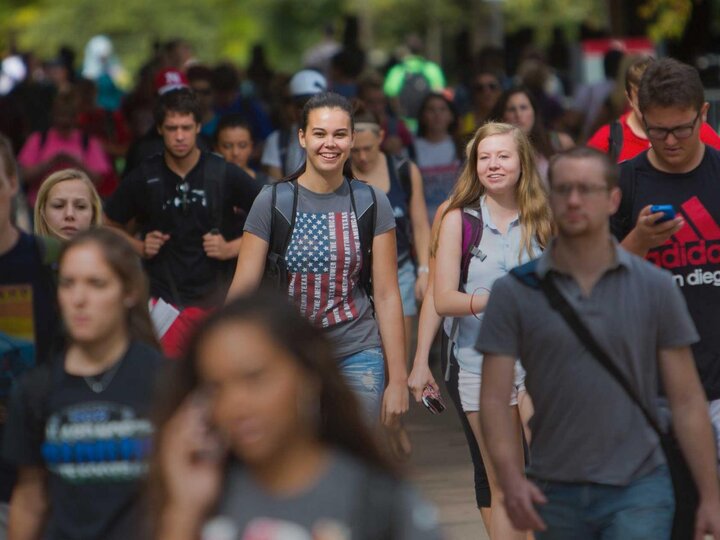 Students walking on campus at Nebraska